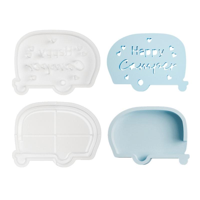 2Pcs Toy Bus Silicone Candle Stand Molds for Epoxy Resin Candle Holder Tealight Stand Bus Silicone Candlestick Molds