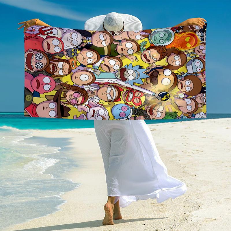 Rick and Morty Fashion Beach Towel: Ideal for Summer Adventures Soft, absorbent and quick drying suitable for swimming and bathing