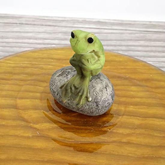 A Cute Figurine with a Frog Sitting On the Water 14 X 13 X 5 Cm Acrylic Cute To Display On the Bay Window or Shelf of a Can Also Be Used As an Small
