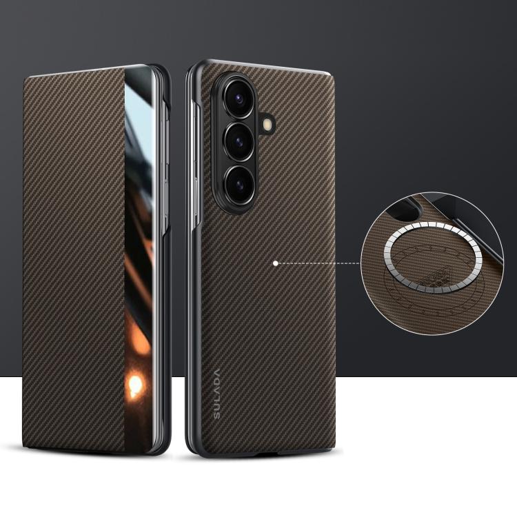 

SULADA Келар 600D Текстура Розумне Вікно Шкіряний Чохол для Телефона For Samsung Galaxy Z Fold7 5G коричневий