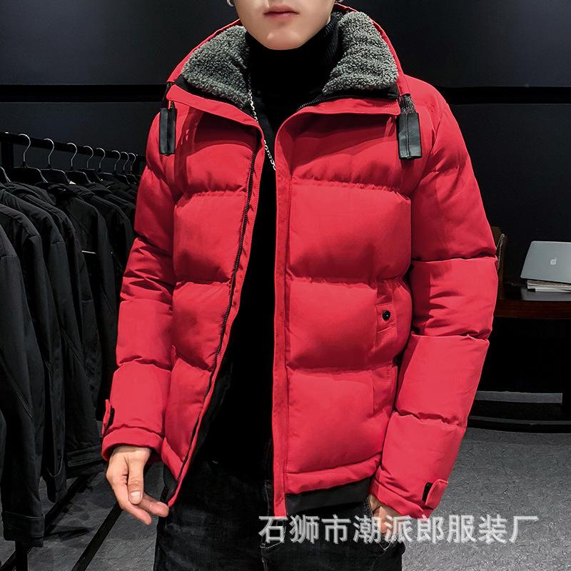 

Padded clothes men s flow stand-up collar men s padded jacket casual padded clothes winter velvet cotton thickened thermal padded clothes men s M червоний