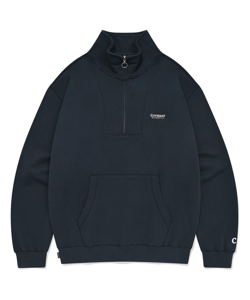 COVERNAT Damaged Half Zip Sweatshirt Navy