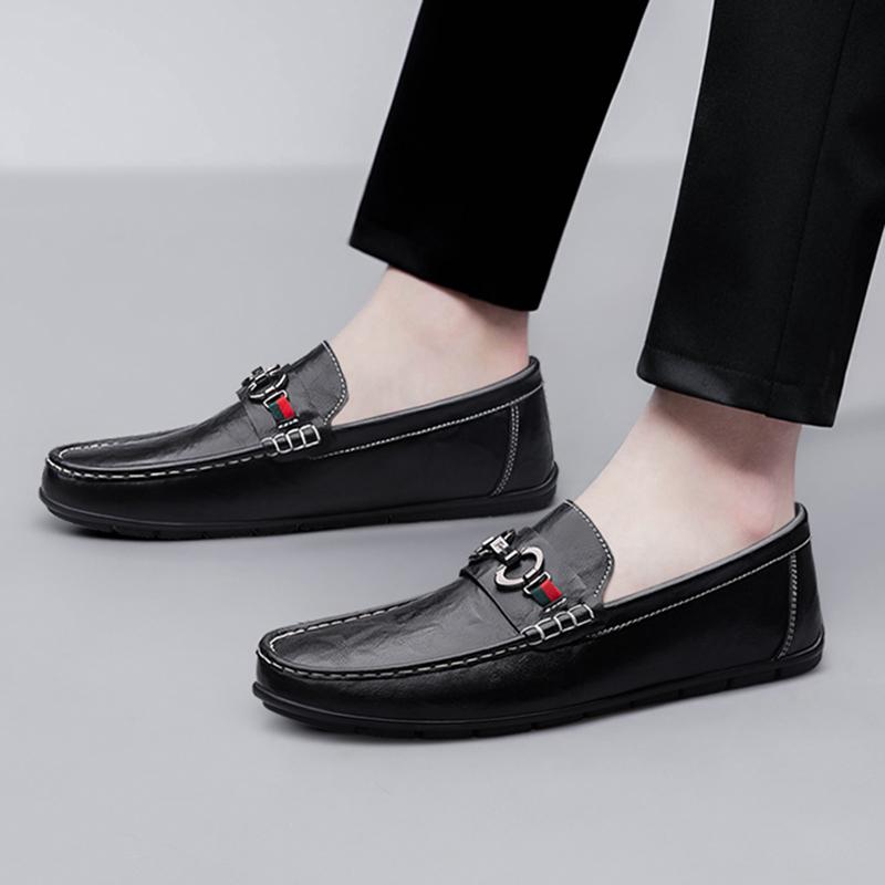 Fashion All-Match Herren Flats Echtes Leder Herren Casual Büro Slipper Hohe Qualität Herren Slip-on Flats Herren Bequemes Laufschuhwerk