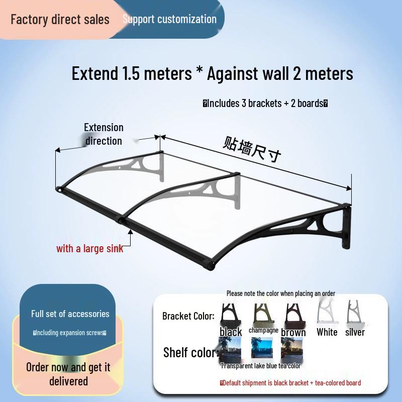 Aluminum Alloy Outdoor Sunshade & Rain Shield for Balcony Windows