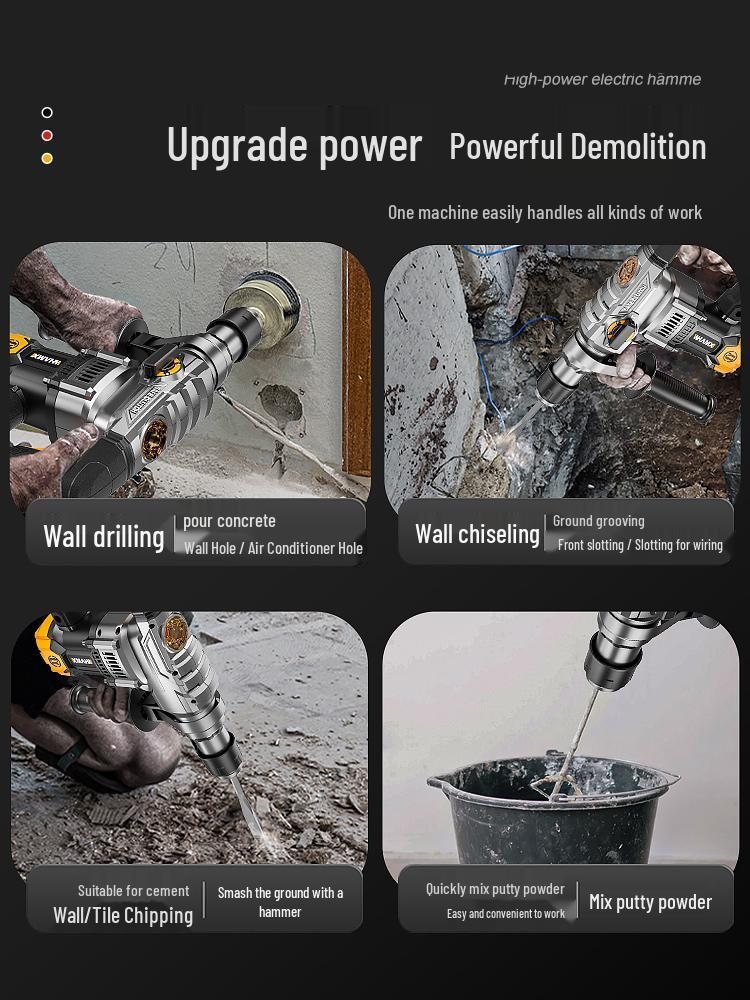 High-Power Electric Hammer Drill & Pickaxe for Concrete - Multi-functional Household Tool