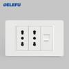 DELEFU Italian Standard White 118 Type Wall Switch Socket with USB + TYPE-C Socket Is Suitable for Hotels and Households.