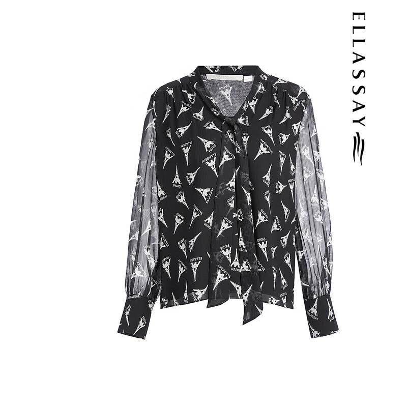 ELLASSAY Women's Silk French Print Shirt