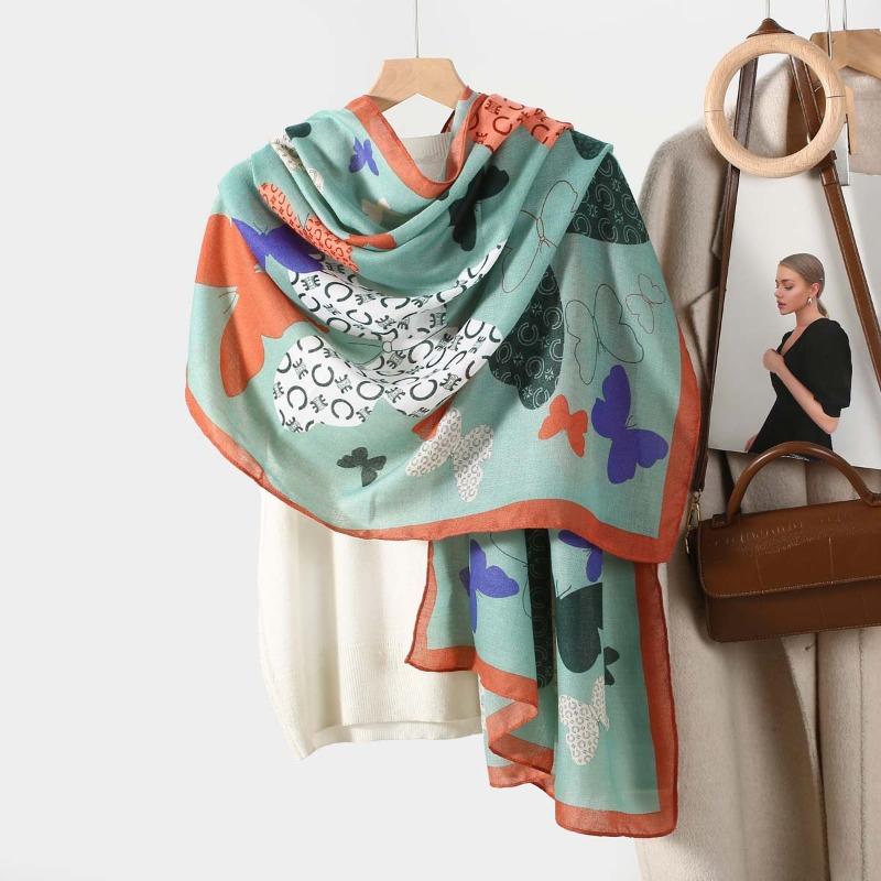 New High-end Fashion Versatile Women's Print Butterfly Scarf Yarn Summer Travel Sunscreen Shawl Hot Sale