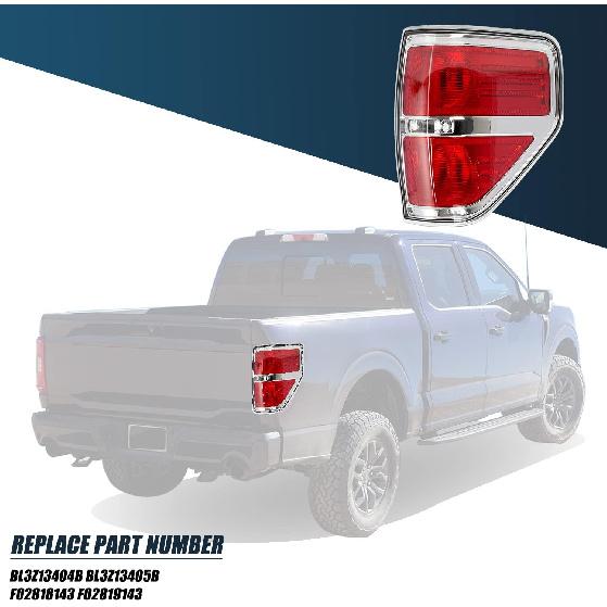 RANSOTO F150 Right Tail Light Compatible With Ford F-150 2009 2010 2011 2012 2013 2014 Chrome Trim Passenger Side