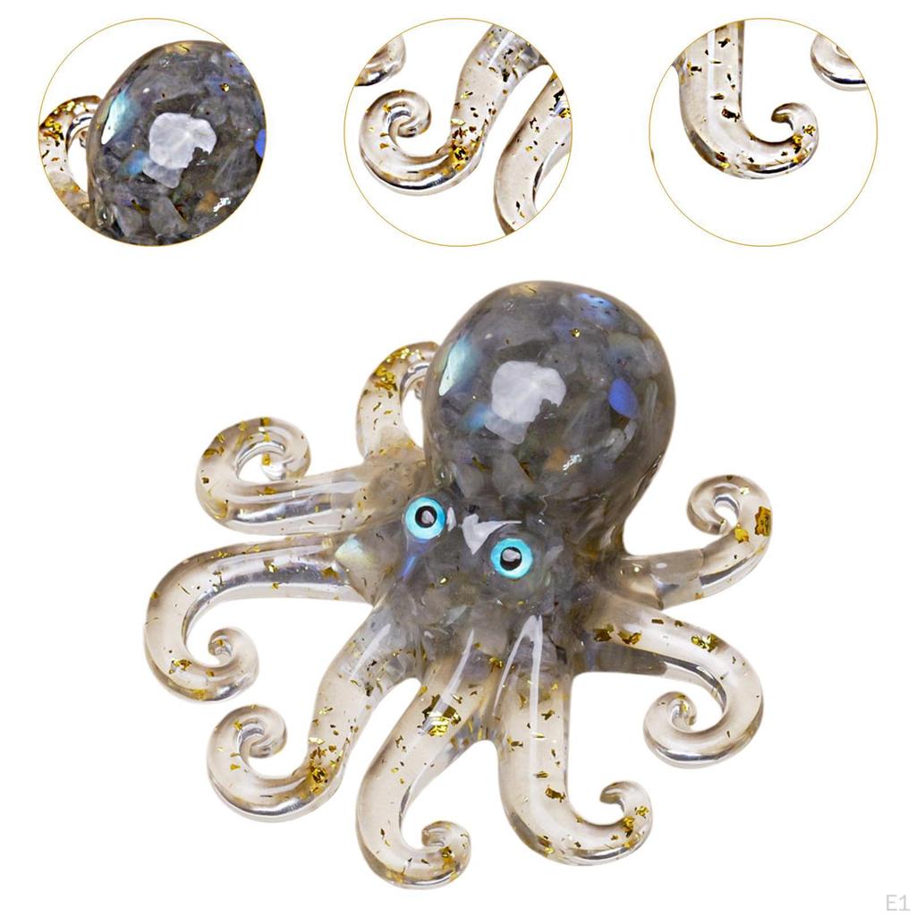 Crystal Gravel Octopus Statue Fish Tank Decor for Desktop Home Living Room