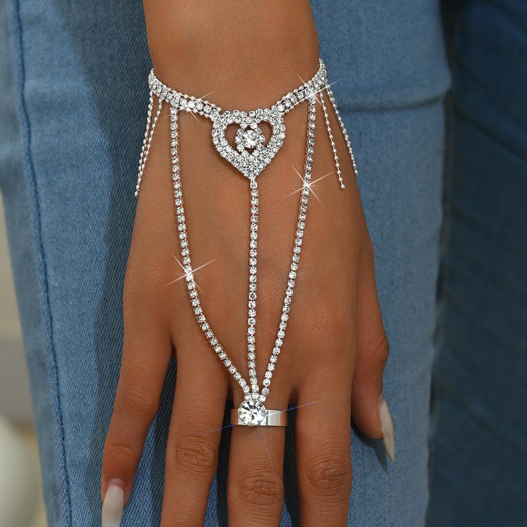 Super Flash Diamond-Encrusted Butterfly Bracelet French Light Luxury High-End Temperament Bracelet Ring Integrated Fashion Accessories