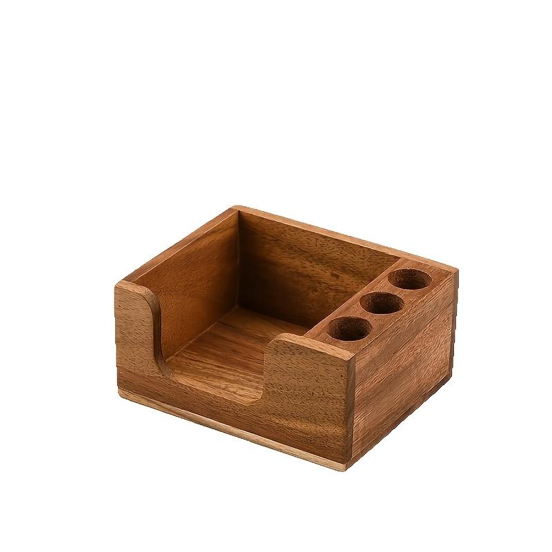Wooden Desktop Organizer with Bookends, Pen Holders & Memo Pad Holder, Multifunctional Stationery Storage Rack