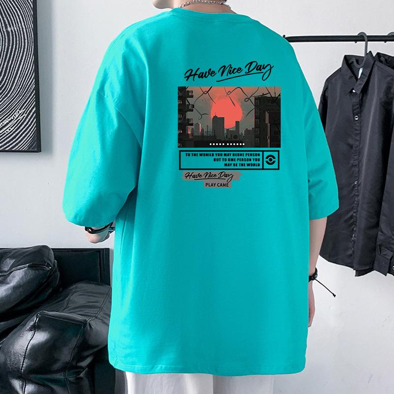 

Мужская футболка свободного кроя INS с полурукавом из тяжеловесного гребенного хлопка XXXL озеро синий