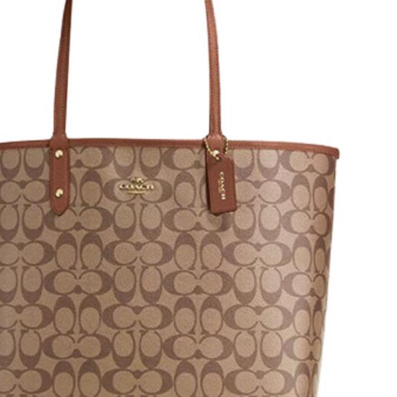 Coach City 33 Reversible Presbyopia Printed PVC Tote Bag Tote Bag Shopping Bag Mother Bag Handbag Shoulder Bag Large Women's Brown