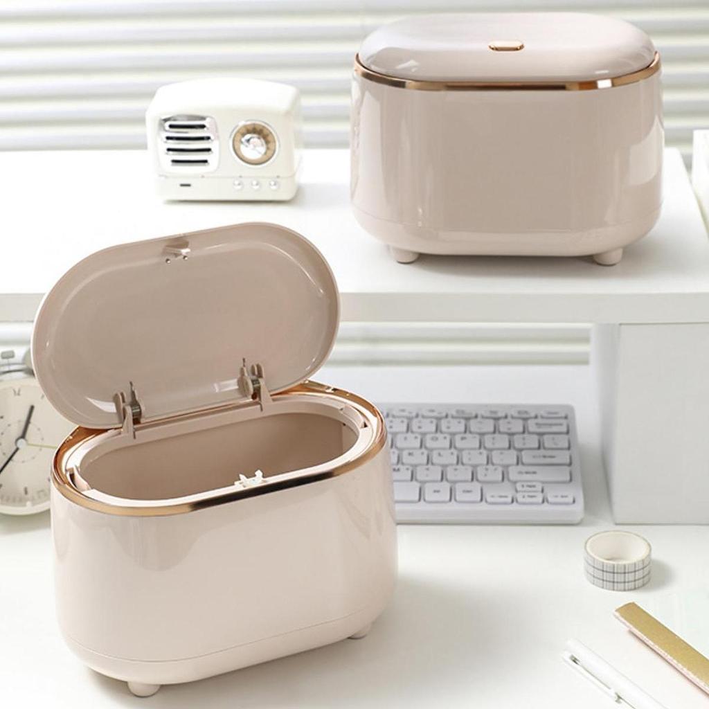 Small Trash Can Stylish Large Opening Press Type Lightweight Desktop Trash Bin for Countertop Vanity Top Office Bedroom Kitchen