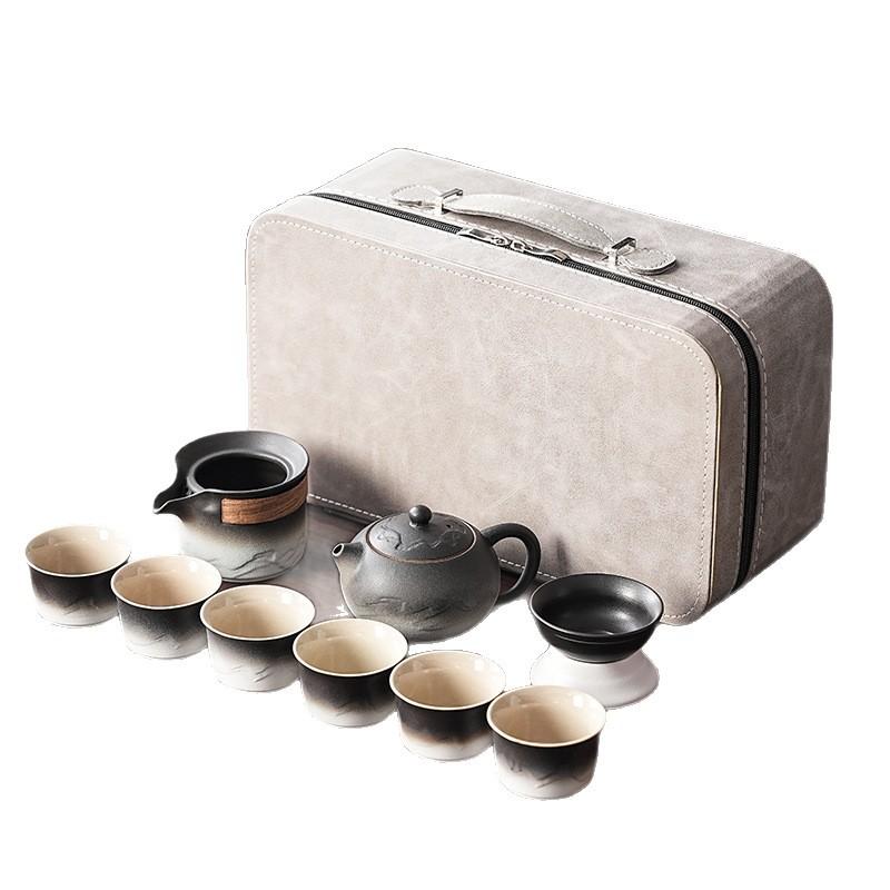 Coarse pottery Kung Fu tea set, household ceramic tea cup, simple office set, light luxury, high-end high-end gifts