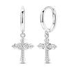 925 Silber Klassischer Zirkon Kreuz Anhänger Creolen für Damen Schmuck Geschenk