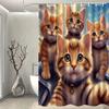 3D Kitten Shower Curtain Realistic Cat Faces Cartoon Art Fun Bathroom Decor Waterproof Printed Curtain Home Style