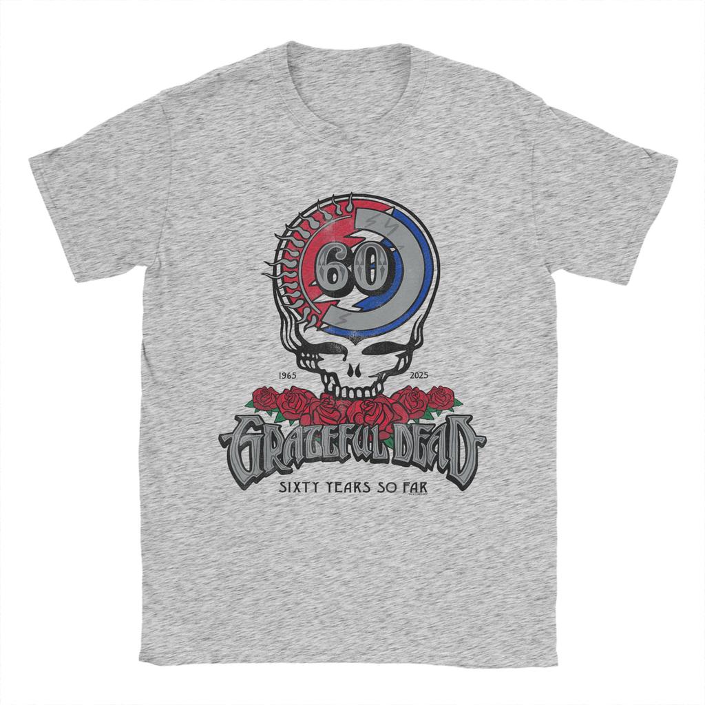 Grateful Dead Sixty Years So Far Anniversary Band T-Shirt Men T Shirts Summer O Neck Harajuku Tee Shirt Loose Oversized Tops