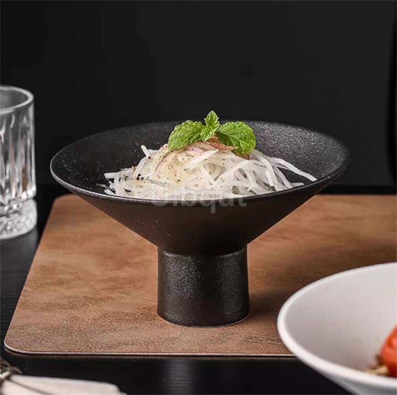 Ceramics Dinner Plate Tall leg Pasta Plates Salad Bowls Soup Basins Creative Restaurant High Feet Tableware Snack Dessert Trays