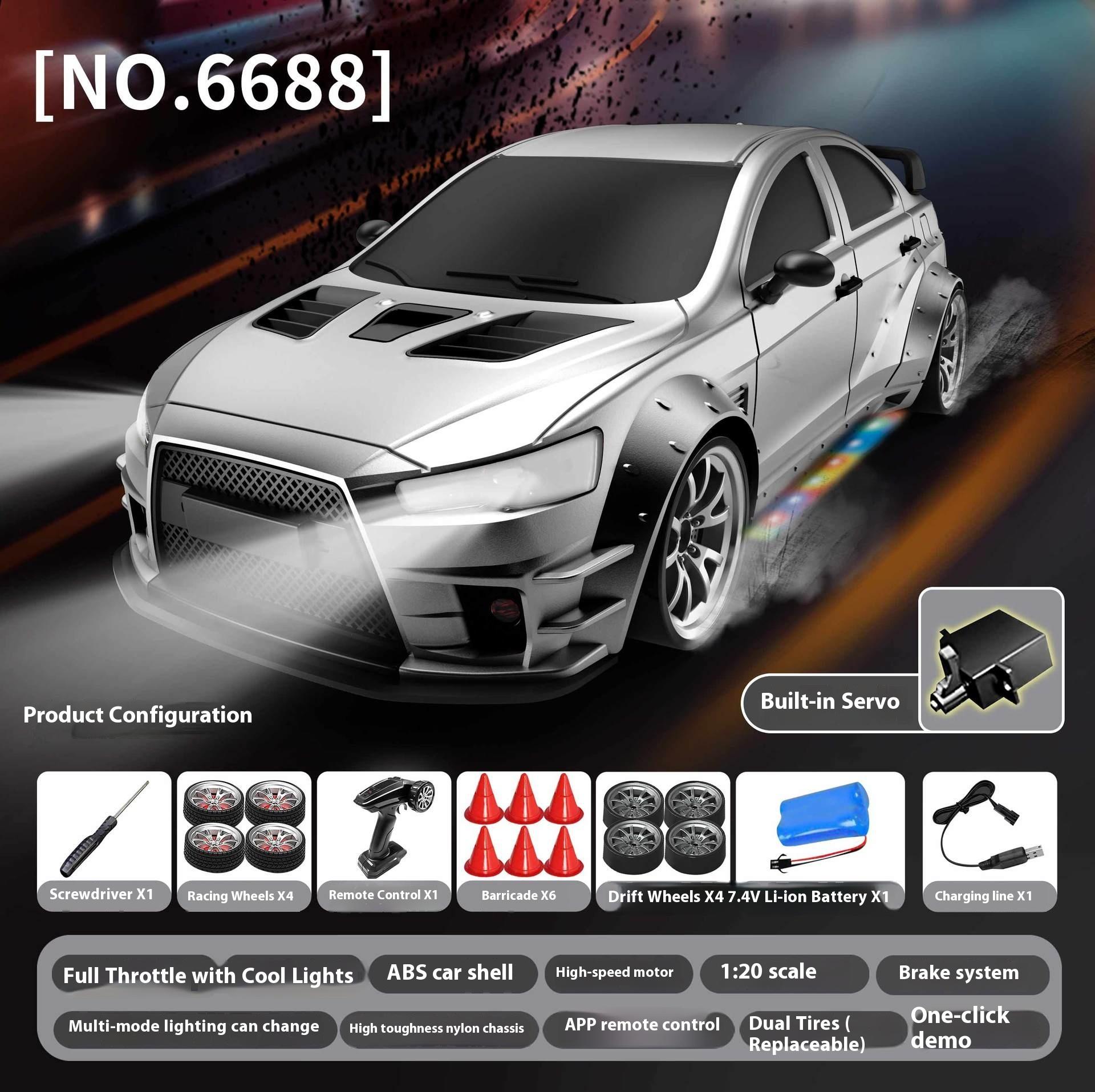 

1/20 Full Scale Gyroscope Remote Control Drift Car Four-Wheel Drive Colorful Lighting Car Model App Controls Remote Control Car серебряный