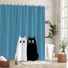 1pc Minimalist double cat pattern shower curtain, polyester fabric, machine washable, suitable for bathroom decor.
