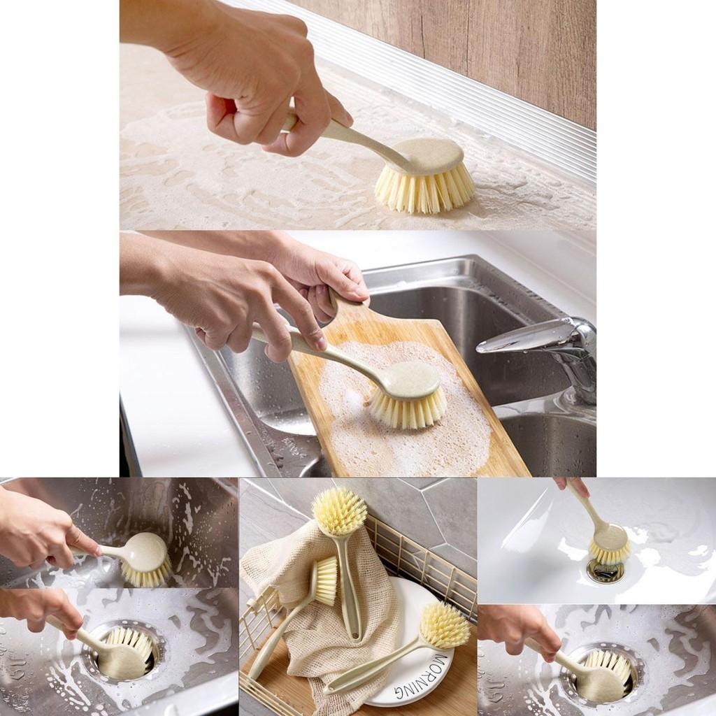Versatile Long Handle Kitchen Cleaning Brush Perfect For Dish Washing And Pot Care