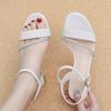 Summer new elegant imperial sister one-word buckle strap thick heel fashion high heel sandals women