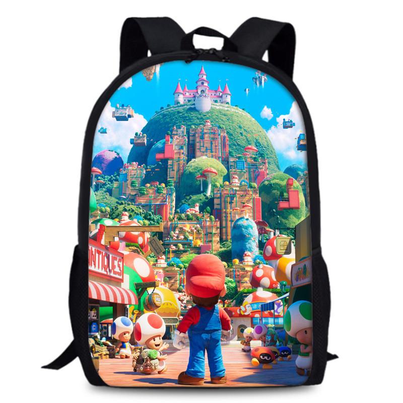 Mario Super Bros School Backpack Large Capacity Oxford Schoolbag Kids Gifts