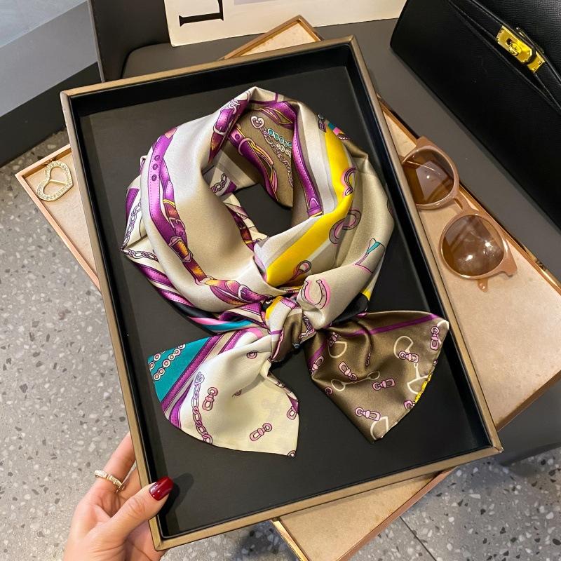 Satin high-end tied hair long silk scarf headband elegant and simple versatile hair band headband streamer hair accessories women's tied bag