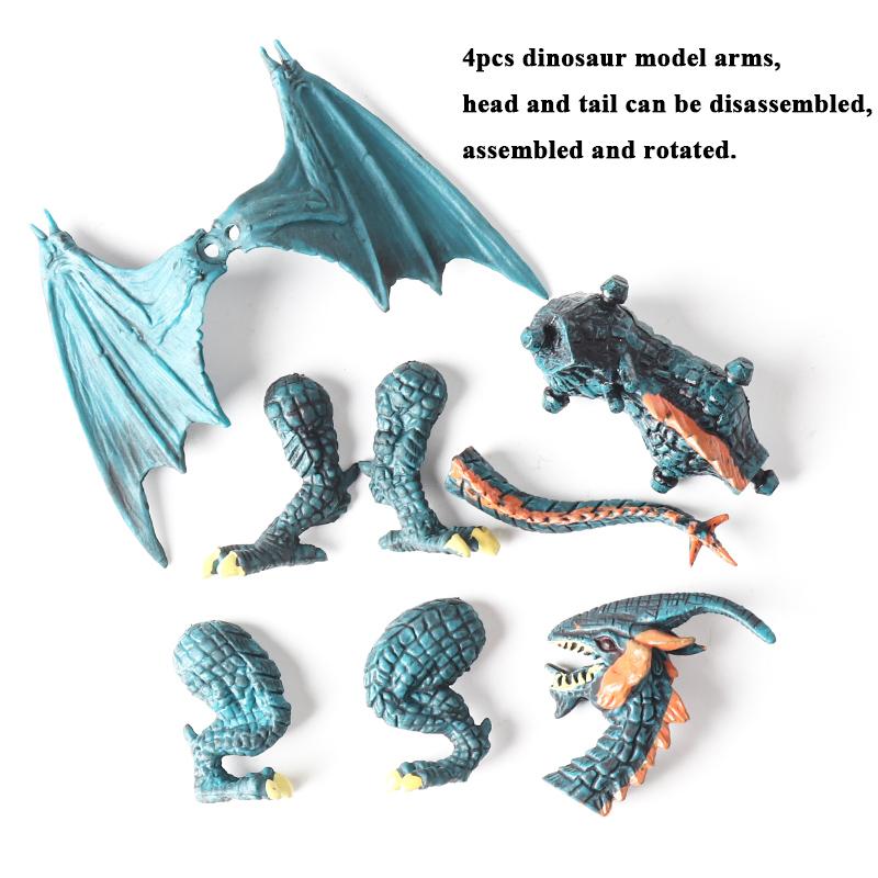 Oenux 4PCS/Set Flying Magic Dragon Rotatable Monsters Dinosaurs Animals Toy Action Figures Model PVC Collection Kids X-mas Gift