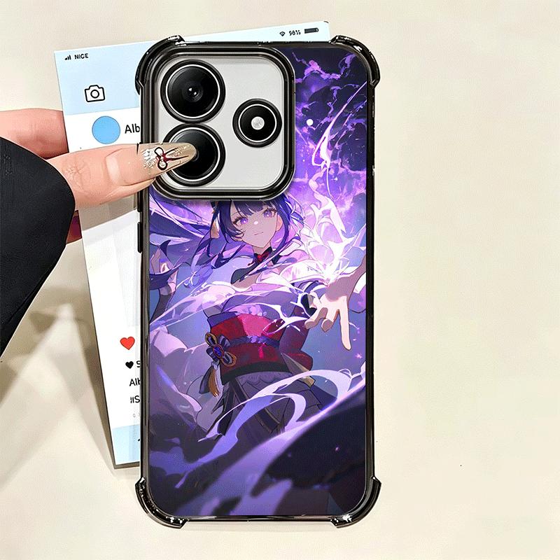 Genshin Impact Raiden Shogun Plating Phone Case For Xiaomi Poco X5 X6 X7 X8 Pro Max F8 Ultra F7 M8 M7 M5S Redmi 15C 15 14C 13C 1