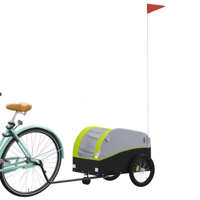 VidaXL Remorque de vélo noir et vert 30 kg fer 94144