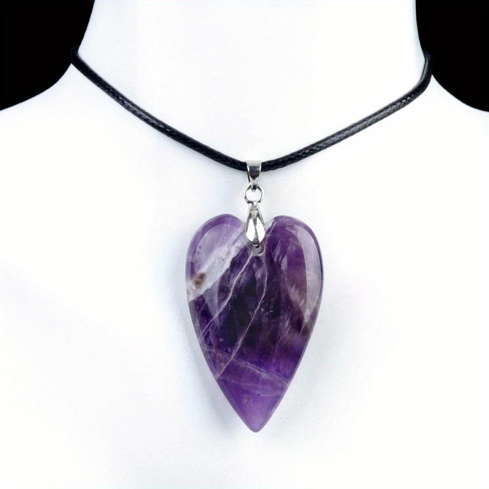 Long Heart Stone Pendant Natural Crystal Arrowhead Amethyst Crystal Charms For Necklace Stainless Steel Chain Women Jewelry new