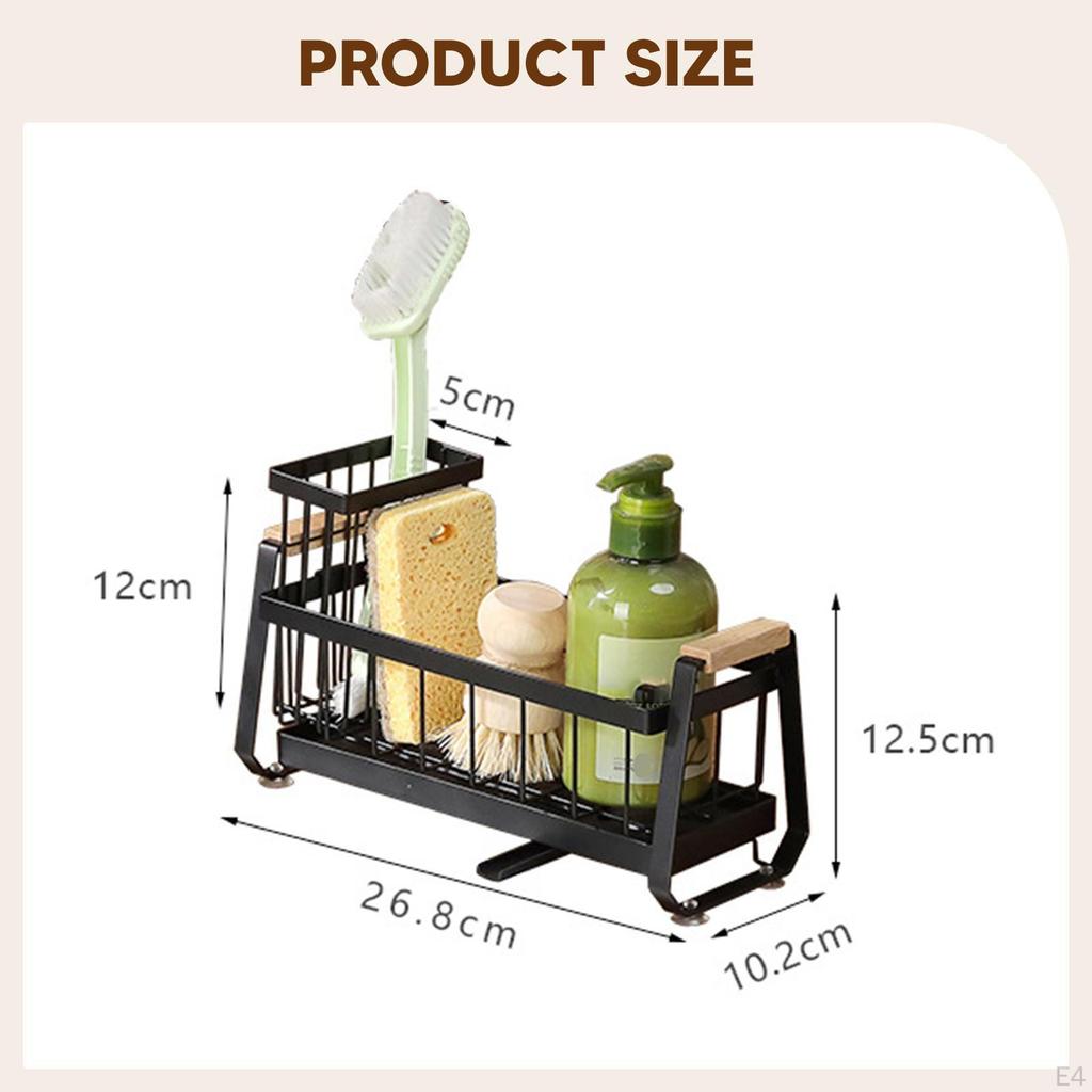 Carbon Steel Organizer for Kitchen Sink with Dish Soap Dispenser Functionality