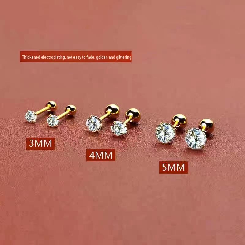 

Золотые серьги-пусеты для козелка для женщин 2024: Игла из серебра 925 пробы, винтовая застежка, серьги-пирсинги для сна 4mm Pair