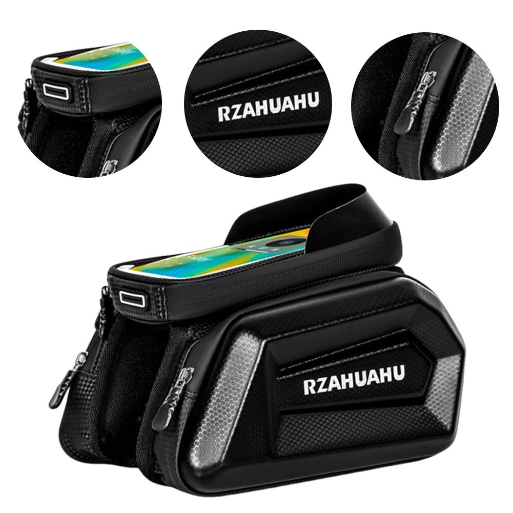 Bike Front Frame Bag Bike Storage Bag Waterproof Bike Phone Holder Bag Touch-Screen Cycling Pouch Detachable for Outdoor Cycling