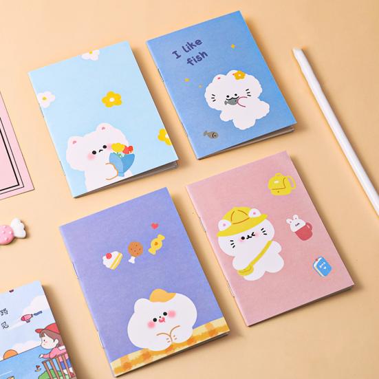 Lot de 4 Mini Carnets Mignons Dessins Animés 64K pour Enfants Étudiants Papier Lisse Portable Stylo Lisse Journal Prix Scolaires Et Cadeaux de Fête