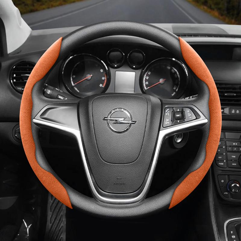 Suitable for Opel Anti-Slip Buckle Segmented Suede Steering Wheel Cover Suitable for Astra H Gtc J Insignia Corsa D E Mokka Vectra C K Zafira B 