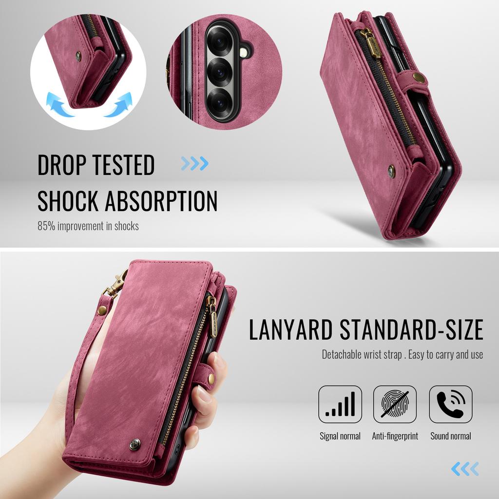 For Samsung Galaxy Z Fold7 5G Phone Cases CASEME 008 Leather Cover with Detachable Wallet and Strap