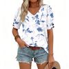 Womens Tops Short Sleeve Shirts Buttons V Neck  Fashion Outfits  Blouses  Casual
