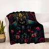 "Bat & Floral Fantasy: Artistic Wall Decor"Blanket Flannel Throw Blanket for Sofa, Bed, Travel, Camping, Office, Couch, Chair, And Bed Gift