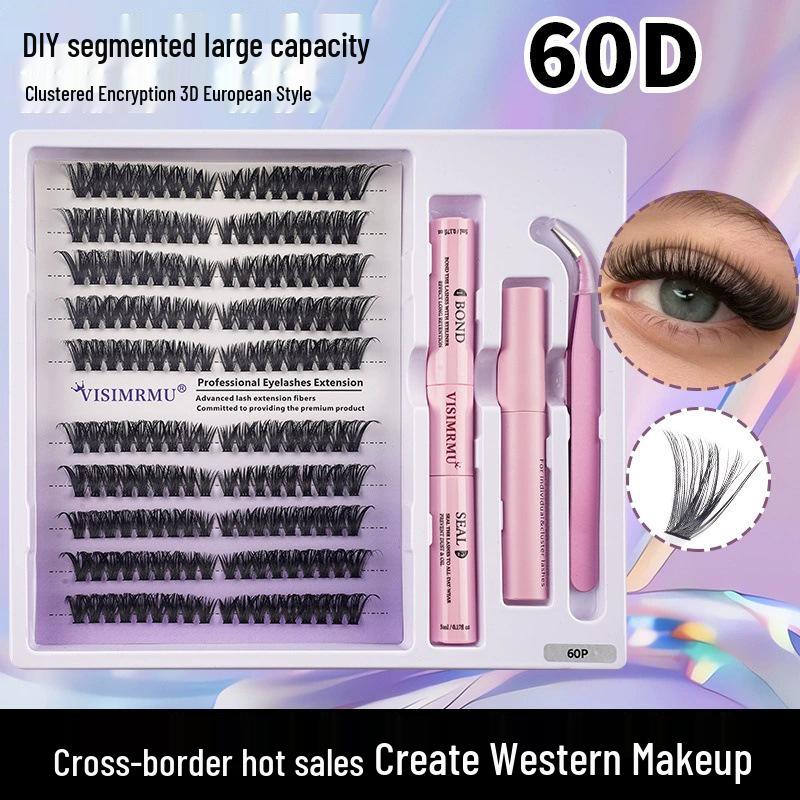 European & American Bestselling DIY Segmented 60D False Eyelashes, Natural Curl, Thick & Dense, Large Capacity