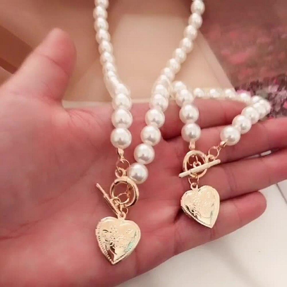 Elegant Bridal Women Bridal Pearl Choker Pendant Necklace Clavicle Chain Collares Gold Color Color Alloy Metal Jewelry Clavicle Chain Latest Souvenir
