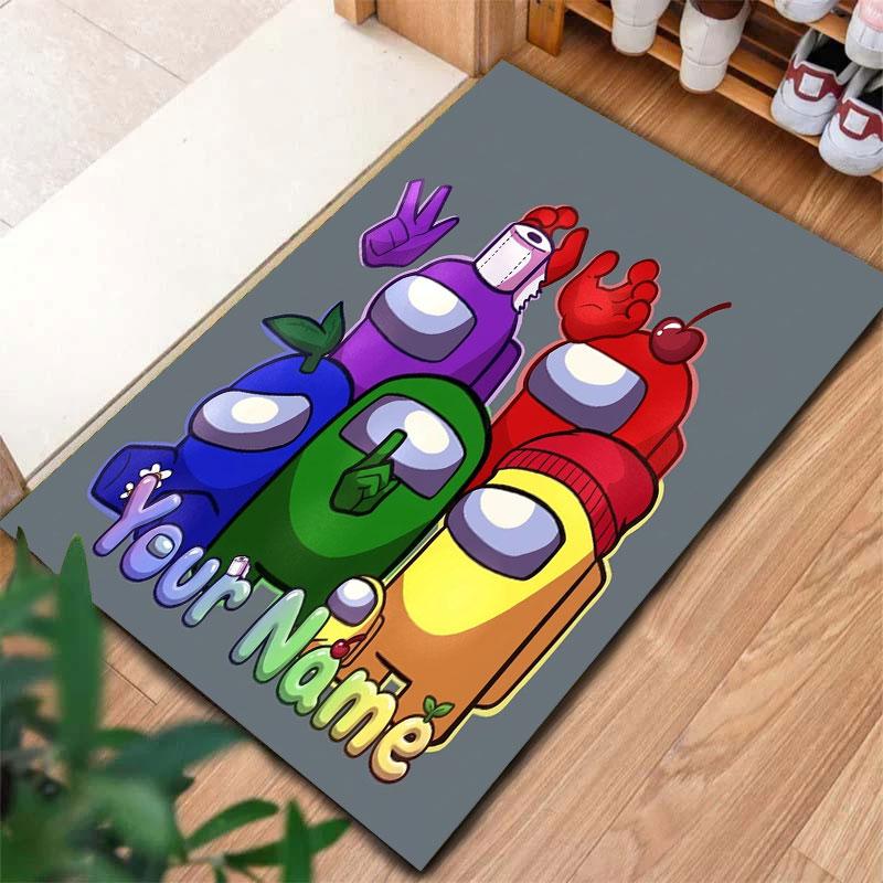 Among Us Custom Name Carpet Rug for Living Room Bedroom Home Sofa Decoration,Kids play Non-slip Floor Mat