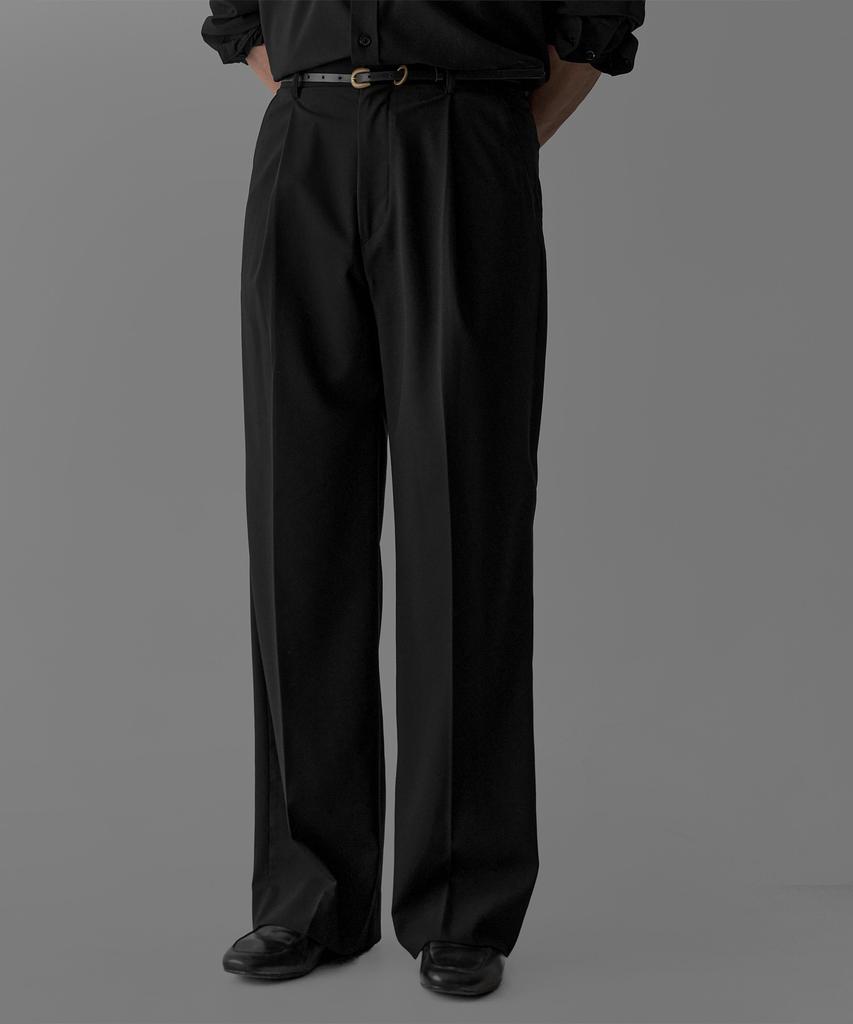 Baulopeulodeogteu Compact One-Pleat Tr Slacks [Black]