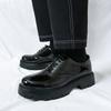 Nuove scarpe in pelle con plateau rialzanti, testa larga, vernice lucida, scarpe casual con tacco alto, parrucchiere