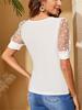2025 Spring/Summer Women's Mesh Polka Dot Patchwork Slim-Fit Round Neck T-shirt