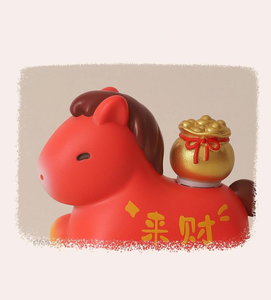 1PC Creative Transfer Zodiac Horse Back Lucky Bag Ingot Can Be Rotated Home Decoration Office Desktop Decoration