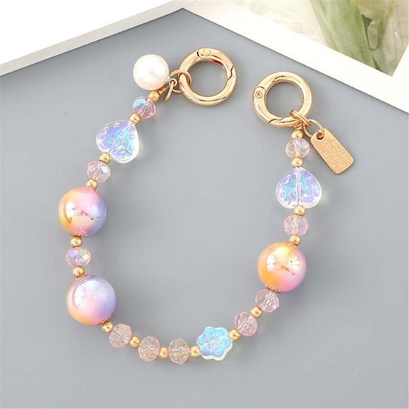 Beaded Phone Bracelet Strap,Phone Beaded Wrist Strap Phone Bracelet Lanyard for Women Phone Keychains Charm